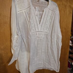 Dress Barn White Textured Blouse